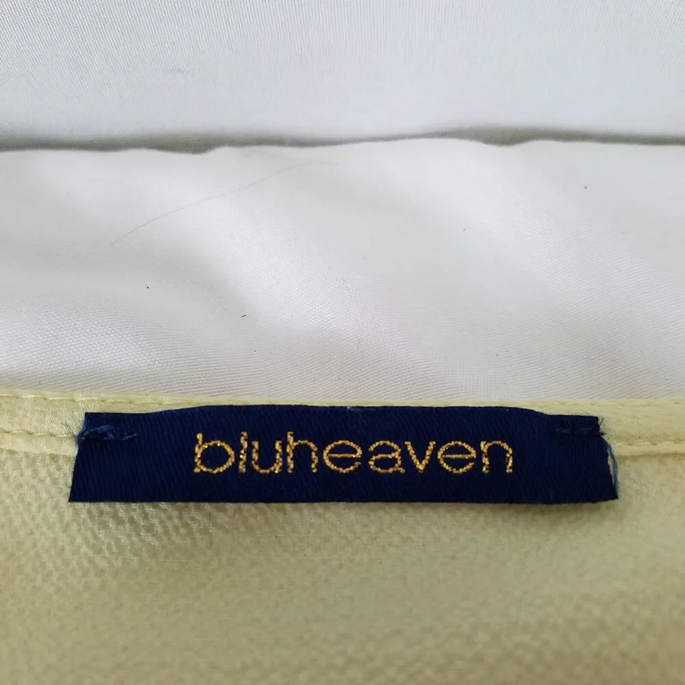 Bluheaven Shirt Womens Medium Top Yellow Short Cold Shoulder Sleeve‎ Round Neck - Picture 5 of 9